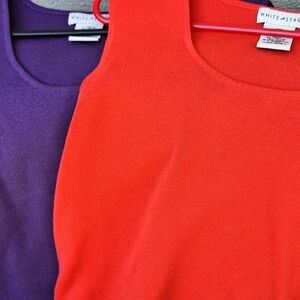 (2) White Stag Sweater Knit Tanks SzXL (16/18) Orange/Purple Excellent Condition